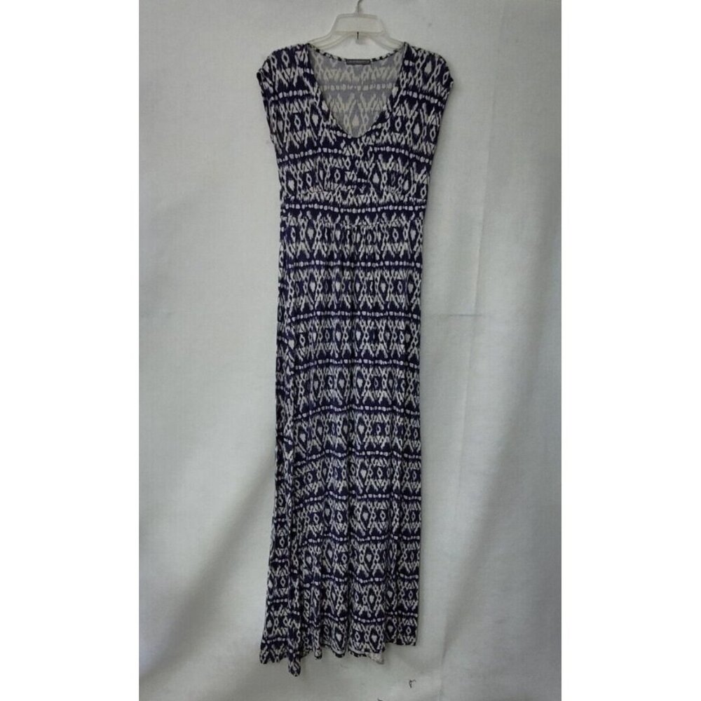 Loveappella Dress Womens L Blue Rayon Geometric Print Maxi Dress Style W6226-G45